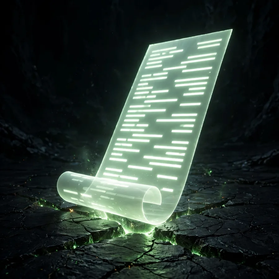 A receipt of light unrolling out of the obsidian